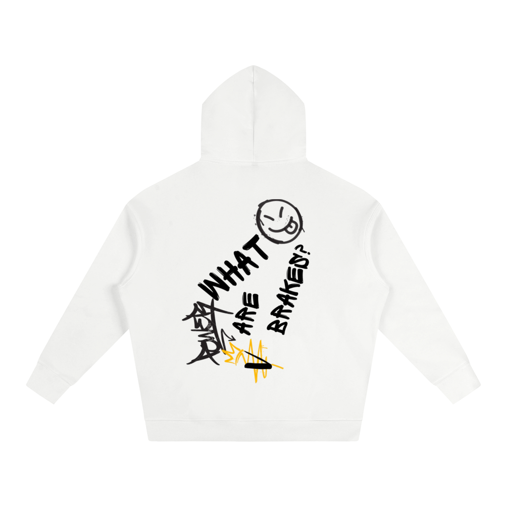 NO BRAKES | White oversized hoodie